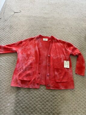 Electric & Rose Coral Tie-Dye Open Cardigan